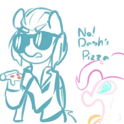 Size: 1000x1000 | Tagged: artist:mt, clothes, derpibooru import, food, jacket, meat, oc, pepperoni, pepperoni pizza, pinkie pie, pizza, safe, sunglasses, the dash
