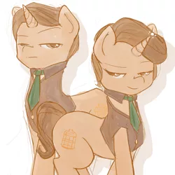 Size: 1000x1000 | Tagged: artist:pinkieinprivate, bioshock, bioshock infinite, cage, crossover, derpibooru import, lutece twins, ponified, robert lutece, rosalind lutece, safe