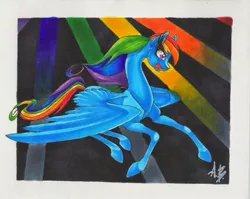 Size: 687x547 | Tagged: artist:angelicaannblack, derpibooru import, rainbow dash, safe, solo, traditional art