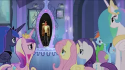 Size: 857x480 | Tagged: safe, derpibooru import, edit, edited screencap, screencap, fluttershy, princess cadance, princess celestia, princess luna, rainbow dash, rarity, spike, equestria girls, equestria girls (movie), darkseed, exploitable meme, meme, mike dawson, portal meme