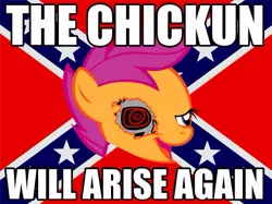 Size: 463x347 | Tagged: chickun, derpibooru import, exploitable meme, forced meme, meme, safe, scootaloo, the south will rise again