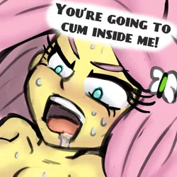 Size: 650x650 | Tagged: suggestive, artist:livesmutanon, derpibooru import, fluttershy, human, comic:based anon, equestria girls, /mlp/, blushing, breasts, colored, drool, faith summers, female, humanized, implied sex, solo, solo female, sweat