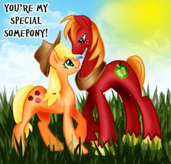 Size: 1024x984 | Tagged: safe, artist:lillian-is-a-flower, derpibooru import, applejack, big macintosh, earth pony, pony, applemac, incest, male, shipping, special somepony, stallion, straight