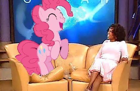 Size: 469x307 | Tagged: chair, couch, derpibooru import, human, irl, irl human, oprah, oprah winfrey, photo, pinkie pie, ponies in real life, safe