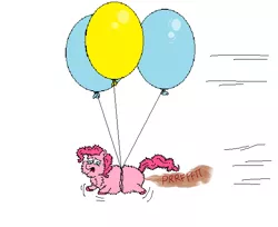 Size: 604x492 | Tagged: artist:sapient fart, balloon, derpibooru import, fart, fart noise, fluffy pony, onomatopoeia, pinkiefluff, pinkie pie, safe, scared, sound effects, then watch her balloons lift her up to the sky