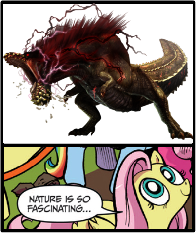 Size: 397x473 | Tagged: safe, derpibooru import, deviljho, exploitable meme, meme, monster hunter, nature is so fascinating, savage deviljho, this will end in tears