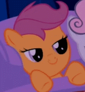 Size: 170x183 | Tagged: safe, derpibooru import, screencap, scootaloo, sweetie belle, pony, stare master, animated, blinking, cropped, cute, cutealoo, female, filly, gif, hush now quiet now, solo, yawn