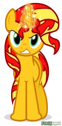 Size: 5145x10426 | Tagged: safe, artist:flash-draw, derpibooru import, sunset shimmer, pony, absurd resolution, angry, magic, simple background, solo, transparent background, vector