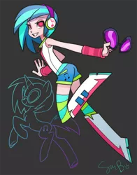 Size: 782x1000 | Tagged: safe, artist:sambragg, derpibooru import, vinyl scratch, equestria girls, headphones, humanized, solo