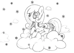 Size: 2743x1978 | Tagged: artist:awengrocks, cloud, cloudy, derpibooru import, monochrome, oc, oc:snowdrop, safe, snow, snowfall, traditional art, unofficial characters only