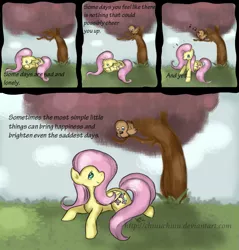 Size: 1133x1184 | Tagged: artist:chiuuchiuu, bird, comic, derpibooru import, fluttershy, safe, tree