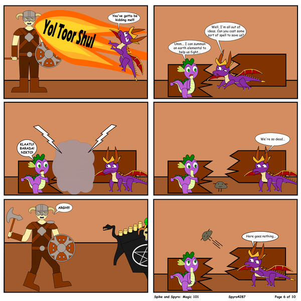 Size: 6933x6933 | Tagged: absurd resolution, artist:spyro4287, comic, crossover, derpibooru import, safe, skyrim, spike, spyro the dragon, the elder scrolls