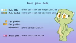 Size: 1024x584 | Tagged: artist:queencold, baby dragon, derpibooru import, dragon, dragoness, dragon oc, female, gradient background, oc, oc:jade, reference sheet, safe, solo, unofficial characters only