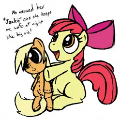 Size: 1272x1280 | Tagged: dead source, safe, artist:zajice, derpibooru import, apple bloom, applejack, earth pony, pony, adorabloom, cute, doll, female, filly, foal, image, png, pony dolls