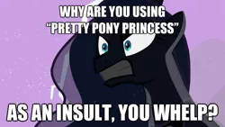 Size: 500x281 | Tagged: angry, caption, derpibooru import, edit, edited screencap, gritted teeth, image macro, lightning, luna eclipsed, pretty princess, princess luna, safe, screencap, solo