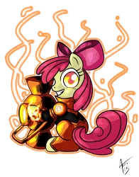 Size: 2894x3693 | Tagged: apple bloom, artist:cynos-zilla, blackest night, blackest night equestria, crossover, derpibooru import, greed, green lantern, orange bloom, orange lantern, orange lantern apple bloom, safe, simple background, solo, transparent background