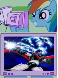 Size: 447x600 | Tagged: derpibooru import, exploitable meme, great mazinger, mazinger, rainbow dash, safe, tv meme