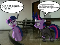 Size: 1280x960 | Tagged: artist:krazoa157, chair, derpibooru import, dialogue, door, future twilight, ponies in real life, safe, shadow, table, twilight sparkle