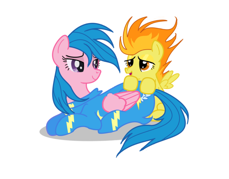 Size: 1013x795 | Tagged: artist:sylvesterkittycat, derpibooru import, filly, firefly, g1, g1 to g4, generation leap, mother, safe, spitfire, wonderbolts, wonderbolts uniform, younger