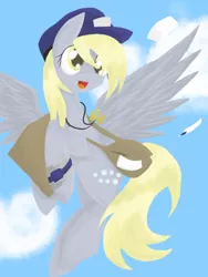 Size: 768x1024 | Tagged: safe, artist:timeywimeywhooves, derpibooru import, derpy hooves, pegasus, pony, bag, box, female, hat, letter, mail, mailbag, mailmare, mailpony, mare, package, solo