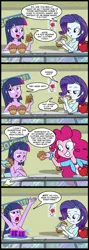 Size: 713x2000 | Tagged: suggestive, artist:madmax, derpibooru import, pinkie pie, rarity, twilight sparkle, equestria girls, apple, breasts, cafeteria, canterlot high, casual nudity, clothed female nude female, comic, eating, exhibitionism, female, food, gelatin, image, jiggle, lunch, missing the point, muffin, nudity, png, practitioner of naturism, public nudity, sandwich, strategically covered, unembarrassed nude female, we don't normally wear clothes