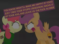 Size: 1280x960 | Tagged: apple bloom, artist:dtcx97, derpibooru import, post-crusade, safe, scootaloo, vulgar