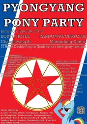 Size: 7016x9921 | Tagged: absurd resolution, artist:clacksphob, convention, derpibooru import, event, north korea, poster, pyongyang, rainbow dash, safe, seems legit