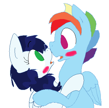 Size: 372x368 | Tagged: safe, artist:rasowiec, derpibooru import, rainbow dash, soarin', female, glide, glideblitz, male, rainbow blitz, rule 63, shipping, soarindash, straight