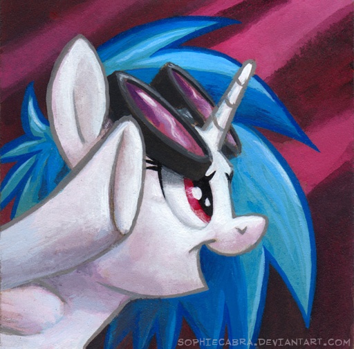 Size: 512x504 | Tagged: safe, artist:kenket, artist:spainfischer, derpibooru import, vinyl scratch, pony, unicorn, female, glasses, glasses on head, image, jpeg, mare, solo, traditional art