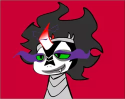 Size: 500x396 | Tagged: safe, artist:bootypiratetavros, derpibooru import, king sombra, pony, unicorn, crossover, face paint, homestuck, image, png, red background, simple background, smiling, solo