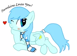 Size: 776x563 | Tagged: safe, artist:sunshinesmilespony, derpibooru import, oc, oc:sunshine smiles, unofficial characters only, pegasus, pony, blushing, clothes, heart, scarf