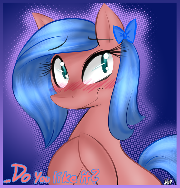 Size: 2976x3096 | Tagged: safe, artist:blup-chan, derpibooru import, oc, oc:skye, unofficial characters only, blushing, dialogue, solo