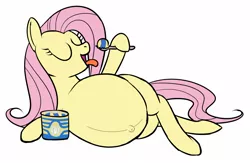 Size: 1684x1100 | Tagged: artist:calorie, belly button, derpibooru import, eating, fluttershy, ice cream, pregnant, safe, solo, spoon