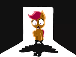 Size: 580x435 | Tagged: safe, artist:the-nose, derpibooru import, scootaloo, chicken, doodle or die, scootachicken, shadow