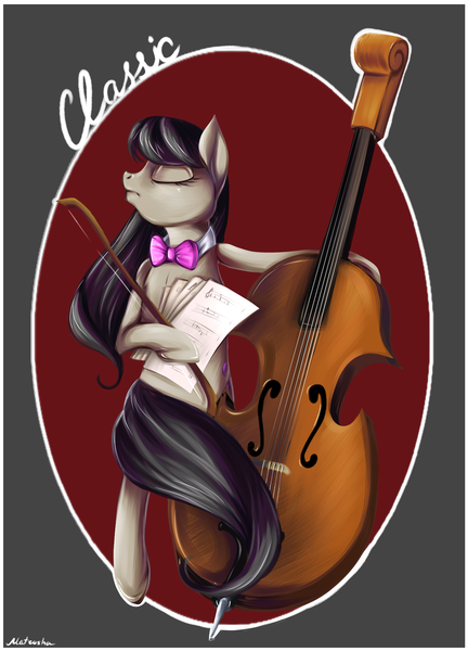 Size: 1411x1958 | Tagged: dead source, safe, artist:matrosha123, derpibooru import, octavia melody, pony, bipedal, cello, musical instrument, one word, sheet music