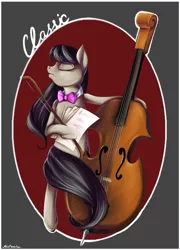 Size: 1411x1958 | Tagged: dead source, safe, artist:matrosha123, derpibooru import, octavia melody, pony, bipedal, cello, musical instrument, one word, sheet music