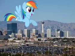 Size: 873x655 | Tagged: safe, derpibooru import, rainbow dash, pony, city, giant pony, giantess, highrise ponies, las vegas, macro, nevada, skyline, stratosphere las vegas