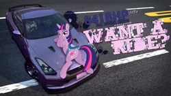 Size: 1920x1080 | Tagged: artist:brianblackberry, car, derpibooru import, nissan, nissan gt-r, solo, suggestive, twilight sparkle, wallpaper