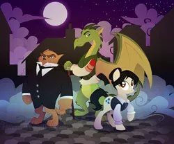 Size: 792x660 | Tagged: artist:lissystrata, crossover, derpibooru import, diamond dog, diamond dogified, doctor who, dragon, dragonified, jenny flint, madame vastra, ponified, safe, strax