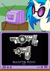 Size: 564x800 | Tagged: derpibooru import, dubstep gun, exploitable meme, safe, saints row, saints row iv, tv meme, vinyl scratch