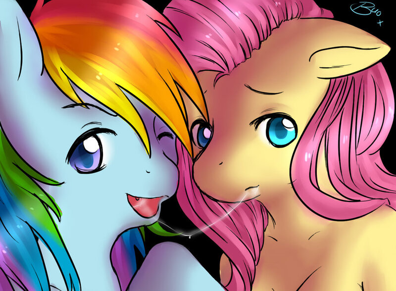 Size: 900x661 | Tagged: questionable, artist:buosysel1, derpibooru import, fluttershy, rainbow dash, drool string, female, flutterdash, kissing, lesbian, shipping, sloppy kissing