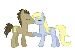 Size: 598x424 | Tagged: safe, artist:elzian-pie, derpibooru import, derpy hooves, doctor whooves, time turner, pegasus, pony, doctorderpy, female, kissing, male, mare, shipping, straight