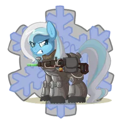 Size: 500x500 | Tagged: safe, artist:pippy, derpibooru import, oc, oc:wintermute, unofficial characters only, earth pony, pony, fallout equestria, fanfic, armor, battle saddle, cutie mark background, energy weapon, fanfic art, female, gritted teeth, grumpy, gun, hooves, magical energy weapon, mare, power armor, rifle, scowl, simple background, solo, steel ranger, transparent background, weapon