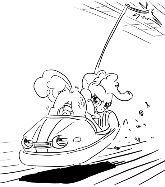 Size: 1200x1356 | Tagged: action pose, amusement park, artist:king-kakapo, bumper cars, butt driving, derpibooru import, drawfag, pinkie pie, plot, safe, solo