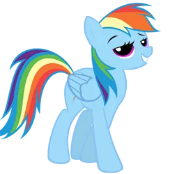 Size: 880x900 | Tagged: safe, artist:flamelauncher14, derpibooru import, rainbow dash, pegasus, pony, bedroom eyes, female, happy, mare, recolor, simple background, solo, strut, transparent background, vector, wings