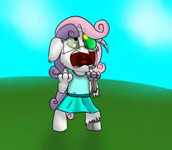 Size: 1014x883 | Tagged: safe, artist:deoix, derpibooru import, sweetie belle, anthro, robot, unicorn, clothes, cute, diasweetes, dress, endoskeleton, female, hooves, horn, robot gore, solo, sweetie bot