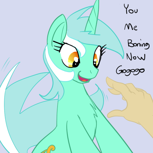 Size: 500x500 | Tagged: suggestive, artist:reiduran, derpibooru import, lyra heartstrings, human, pony, unicorn, chest fluff, dialogue, female, hand, hand fetish, human fetish, humie, implied sex, mare, offscreen character, open mouth, tail wag, you. me. x. now.