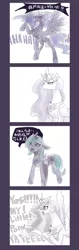 Size: 377x1200 | Tagged: 4koma, artist:murai shinobu, comic, derpibooru import, exploitable meme, japanese, meme, nightmare moon, pixiv, princess celestia, princess luna, reaction guys, safe