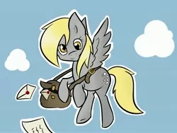 Size: 4000x3000 | Tagged: safe, artist:skune, derpibooru import, derpy hooves, pegasus, pony, female, flying, mail, mailbag, mare, solo