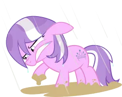 Size: 600x474 | Tagged: artist:magerblutooth, derpibooru import, diamond tiara, missing accessory, mud, rain, safe, solo, tiarabuse, wet mane